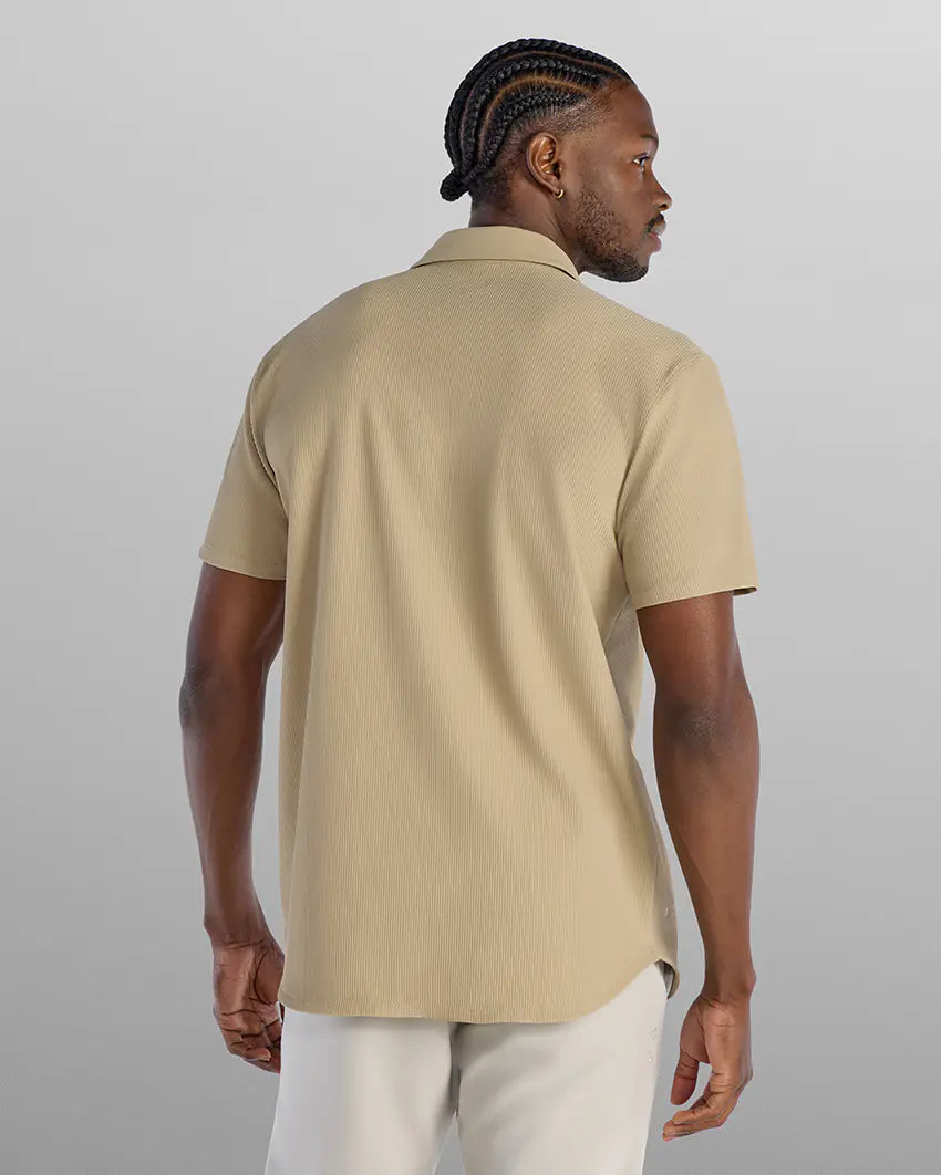 STRIDWOVE Ribbed+ Short Sleeve Button Down
