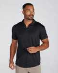 STRIDWOVE Ribbed Short Sleeve Open V Polo