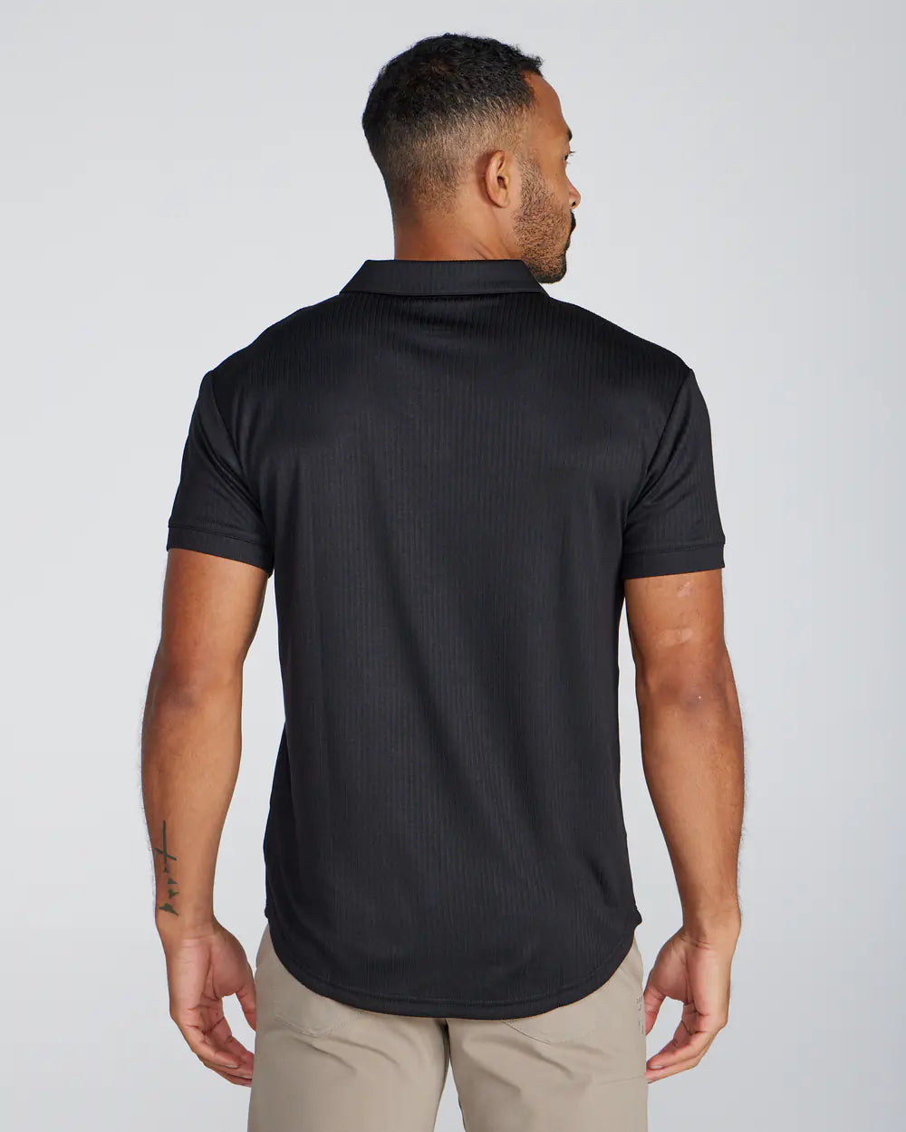 STRIDWOVE Ribbed Short Sleeve Open V Polo